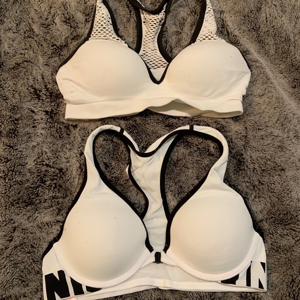NWOT PINK white padded sports bra
